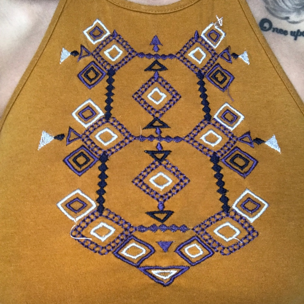 Yellow crop halter top